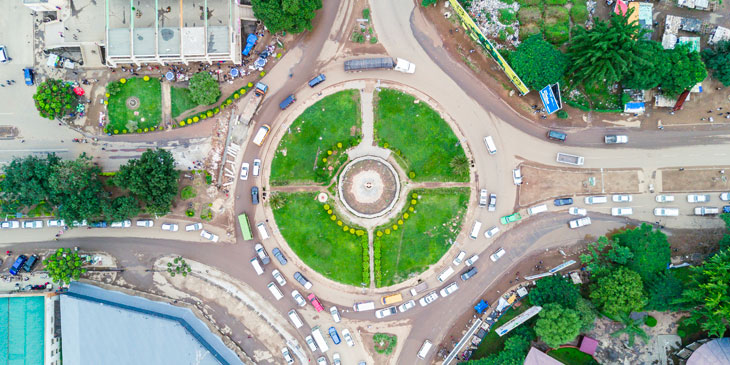 Lusaka traffic circle overhead view