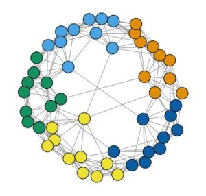 network of interconnected dots showing small-world structure